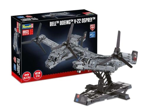 (-32%) Revell Brick System Bell Boeing V-22 Osprey | Klemmbaustein Set 1:25 mit 3730 Teilen | Militärflugzeug mit beweglichen Kipprotoren | Modell für Erwachsene ab 18 Jahren