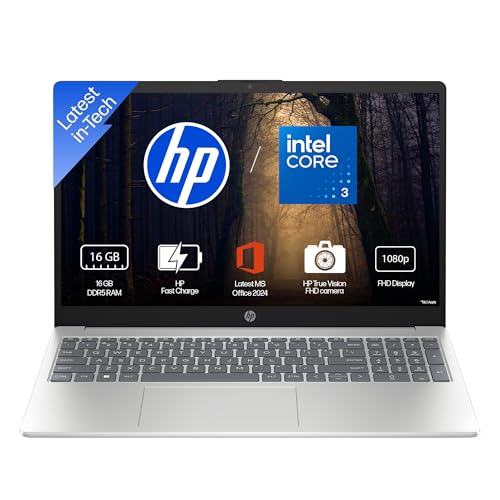 HP 15, Intel Core 3 (16GB DDR5, 512GB SSD), Micro-Edge, Anti-Glare, 15.6''/39.6cm, Win11, M365* Office24, Silver, 1.59kg, fd0885TU, FHD Camera, Dual S