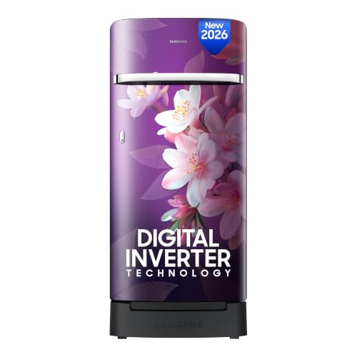 Samsung 189 L, 5 Star, Digital Inverter, Direct-Cool Single Door Refrigerator (RR21H2H25WB/HL, Wild Lily Blue, Base Stand Drawer, Single Touch Defrost