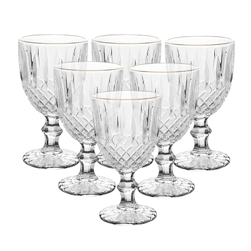 WOLFF - Conjunto 6 Taças de Água com Fio de Ouro Greek 320ml Vidro