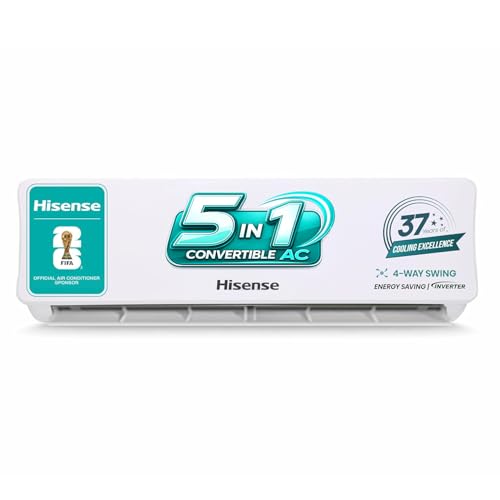 Hisense 1.5 Ton 3 star Inverter Split AC(Copper, 5-in-1 Convertible with Intelligent 4 modes, PM 2.5 filter, Anti corrosion, AS-18TR4R3E1, White）