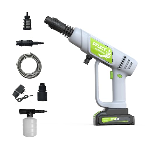DYLECT® AirWash Go Cordless Pressure Washer Gun, Battery-Operated High Pressure Car Washer with Adjustable Nozzle, Foam Spray, 5m Hose | Reliable Powe