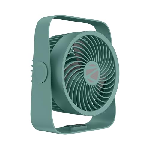 Zebronics Heat Buster 300, Portable Desk Fan, Upto 13h Backup, 3600mAh Rechargeable Battery, 360° Rotatable fan, 4 Speed + 1 Breeze Mode, Wall-Mountab