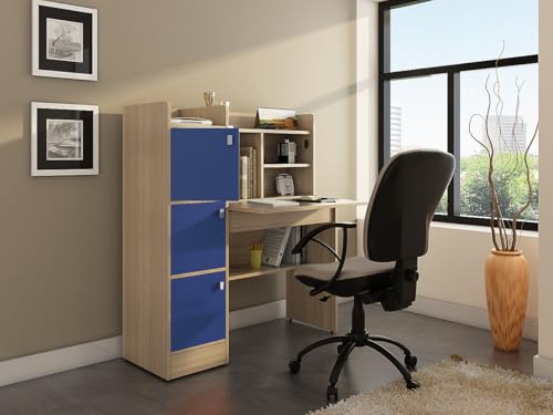 Spacewood Study Table | 3 Year Warranty | Coral|Study Desk with Book Shelf, Office Table, Study Table for Adults, Table with 4 Shelves and 3 Shutter S