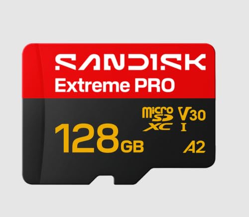 (-18%) SANDISK Extreme PRO microSDXC 128 GB, UHS-I-Karte + SD Adapter (bis zu 250 MB/s Lesen, bis zu 120 MB/s Schreiben, 5K, 3K, 4K UHD, C10, V30, U3, A2)