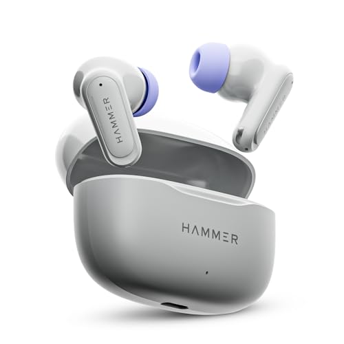 HAMMER Airflow Neo Earbuds with 80H Playtime, 13mm Titanium Driver, 40ms Gaming Mode, Fast Charging Buds, Type-C Charging, Voice Assistant, Lightweigh