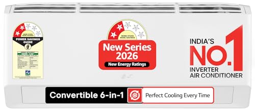 LG Essential Series, 0.8 Ton 2 Star, Smart Inverter Split AC (100% Copper Condenser, Convertible 6-in-1 Cooling, Faster Cooling & Energy Saving, HD Fi