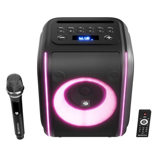 Zebronics 2026 Launch Bluetooth Speaker, 60W Output, 8h Playback, 8-inch Driver, RGB Lights, BT v5.4, USB, mSD, AUX, Type-C Charging, Karaoke, Wireles