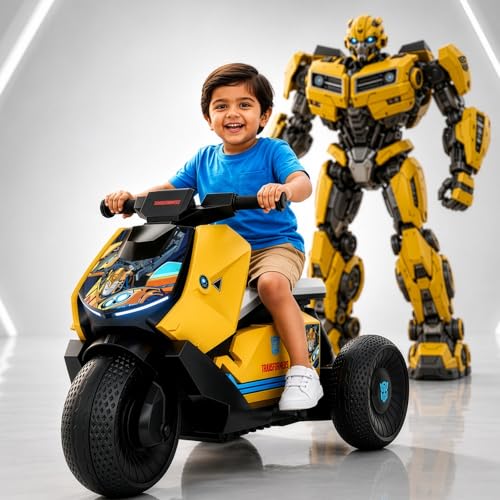 Lifelong Transformers Kids Electric Bike | Rechargeable 6V Battery Kids EV Ride On Built-in Music & LED Lights|Foot Accelerator with Pedal | BIS Certi