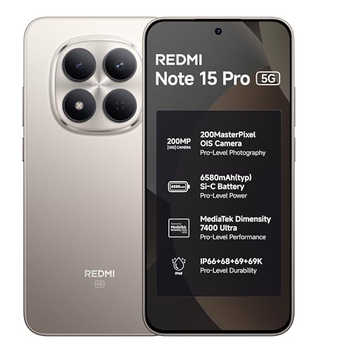 REDMI Note 15 Pro 5G (Silver Ash, 8GB+128GB) | 200MasterPixel OIS Camera | Dimensity 7400-Ultra | 17.3cm CrystalRes AMOLED Screen | IP66/68/69/69K | M