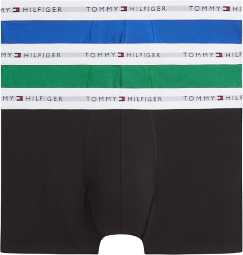 🔥 STARKER PREIS (-38%) Tommy Hilfiger Men 3P Boxer Brief UM0UM03892 Boxer Brief, RED (Alaskan Green/Black/Noble Blue), L