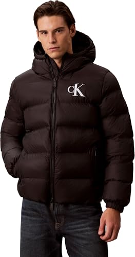 ⚡ BLITZDEAL (-54%) Calvin Klein Herren Ls Ltwt Nylon Padded Hooded Puff Lv04rg513g Jacken (1 Stück), Schwarz (Schwarz), L