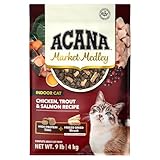 ACANA Market Medley Indoor Cat Adult Cat Food, Chicken, Trout & Salmon Recipe with Freeze-Dried Morsels Made with Chicken & Cranberry, Complete and Balanced Nutrition, 9 lb Bag