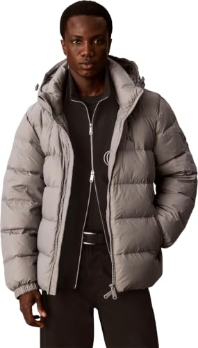 ⚡ BLITZDEAL (-42%) Calvin Klein Herren Ls Nylon Zip Off Hood Down Puffe Lv04rg515g Jacken (1 Stück), Grau (Convoy), XL