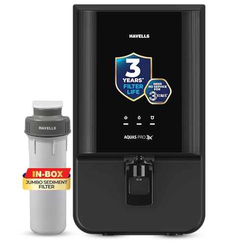 Havells Aquas Pro 3X Water Purifier 7L | RO+ UV+Copper+Zinc | No service cost for 3 Years – Filters included| Free Pre-Filter & TDS Meter | 7 stage| I