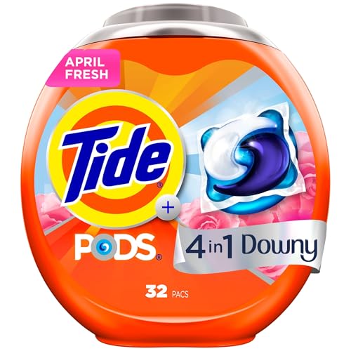 Tide PODS Laundry Detergent soap with a touch of Downy 4-in-1 Detergent, 32 Count, Stain Remover, Freshness, Softness, F