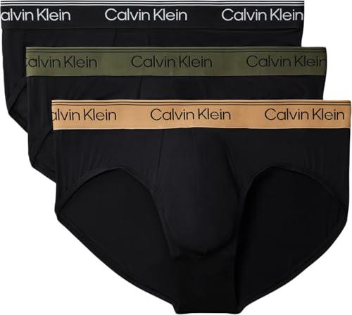 🔥 STARKER PREIS (-41%) Calvin Klein Herren-Slips, Schwarz/Bronze Flash Wb/Schwarz/Oliv, L
