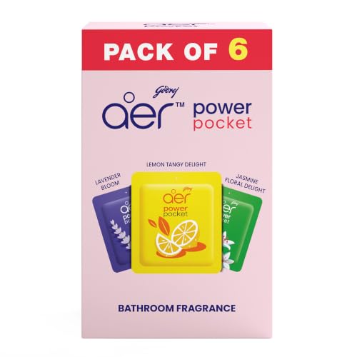Power Pocket | Bathroom freshener – Assorted Pack of 6 | Lasts up to 30 days | Toilet freshener, 60g