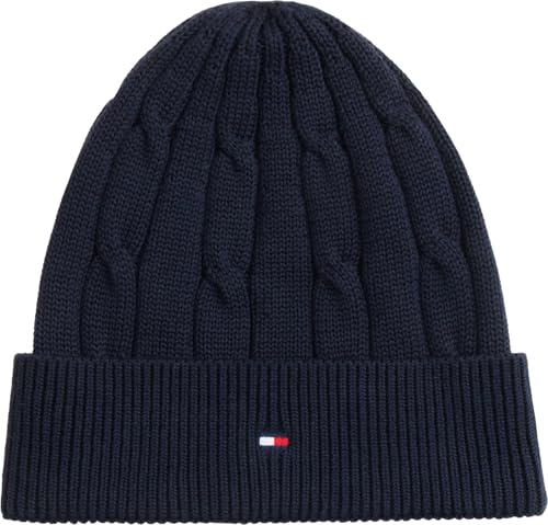 🔥 STARKER PREIS (-34%) Tommy Hilfiger Kids Gender Inclusive Essential Cable Beanie KA0KA00101 Beanie, Blau (Dunkelblau), S-M