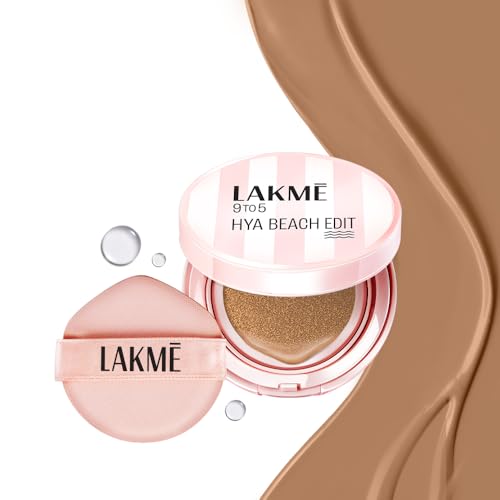 Lakme 9to5 Hya Matte, Beach Edit Cushion Foundation, C 280-Cool Tan, Matte Finish, Buildable Coverage, SPF 40, 12 gm Lakme 9to5 Hya Matte, Beach Edit 
