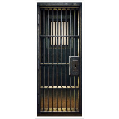 Beistle Jail Cell Door Covers – 2 Pack, All-Weather Thin Plastic Prison Bar Decorations, Realistic Lockup Entrance Pan