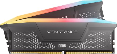 CORSAIR Vengeance RGB RS DDR5 RAM 32GB (2x16GB) Up to 6000MHz CL36-44-44-96 1.35V AMD Expo Intel XMP Computer Desktop Memory – Gray (CMG3...