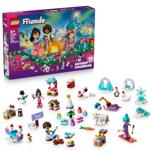 LEGO Friends Adventskalender 2026 Aftellen naar Kerst Speelgoed voor Kinderen vanaf 6 Jaar - Bouwpakket voor Rollenspellen met 3 Poppetjes en 6 Dieren Figuren - Cadeau voor Meisjes en Jongens - 42698