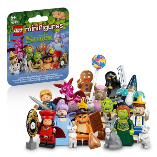 LEGO Minifiguren Shrek Serie Verrassingsdoosje - Klein Speelgoed voor Kinderen vanaf 6 Jaar - Bevat 1 van de 12 Minifiguren Incl. Shrek, Fiona, Ezel en Meer - Cadeau voor Jongens en Meisjes 71053