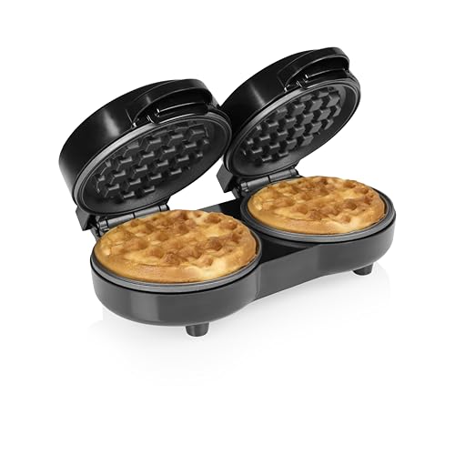 🔥 STARKER PREIS (-33%) Tristar Doppel-Mini-Waffeleisen, 2 Waffeln pro Durchgang, 1100 W Leistung, Aluminium-Heizplatten mit Antihaftbeschichtung, Kompaktes Design, WF-2115, Doppelt
