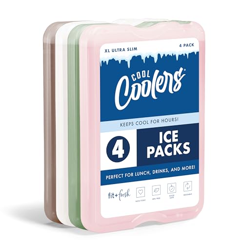 Cool Coolers by Fit & Fresh XL Slim Reusable Ice Pack 4-Pack for $7 + free shipping w/ Prime