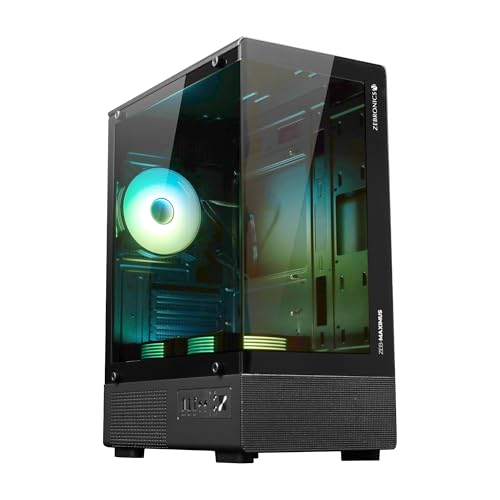 Zebronics Gaming PC Cabinet, mATX/Mini-ITX Compatibility, AIO Cooler Support, 120mm ARGB Fans, Tempered Glass Design, Optimized Airflow, Magnetic Dust
