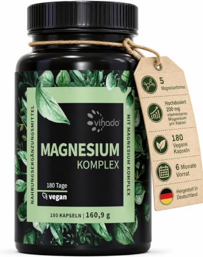 (-27%) Vihado Magnesium Komplex, 180 Kapseln, 5-in-1 Matrix, 668,7 mg Tagesdosis
