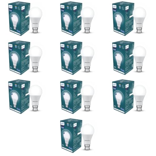 Philips 15W Motion Sensor LED Bulb | Cool White 6500K | B22 Base | Auto On/Off Sensor Light | Energy Efficient & Hands-Free Lighting | Pack of 10