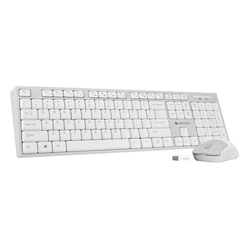 Zebronics Wireless Keyboard & Mouse Combo, 104 UV-Printed Keys, ₹ Key, 12 Multimedia Keys, Retractable Stand, 4 Button Mouse, 1600 DPI, High Precision