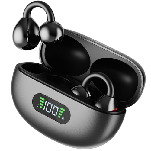 Fire-Boltt Aero Clip OWS Earbud w/Clip-On Fit, Custom EQ, Wireless Bluetooth TWS,50H Playtime, 50ms Low Latency, Display on Charging Case, App Support
