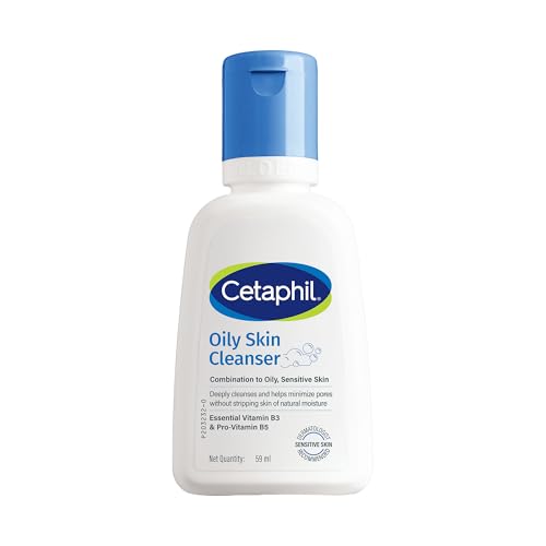 Cetaphil Oily Skin Cleanser Face Wash 59ml | Deep Cleansing for Oily, Acne Prone Skin | Gentle Foaming, Non-Irritating, pH Balanced | Dermatologist Re