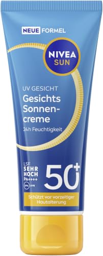 (-12%) NIVEA SUN UV Gesicht Gesichts-Sonnencreme mit LSF 50+, sofortiger & wirksamer Sonnenschutz für das Gesicht, Sonnencreme mit 24h Feuchtigkeitspflege (40 ml)