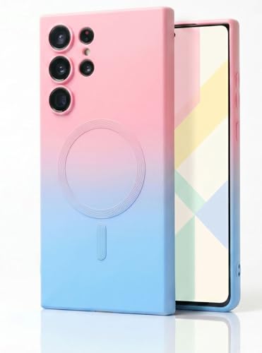 amazon basics Gradient Mag-Safe Case for Samsung Galaxy S22 Ultra | Soft Silicone Shockproof Cover with Camera Protection | Slim Lightweight Design | 