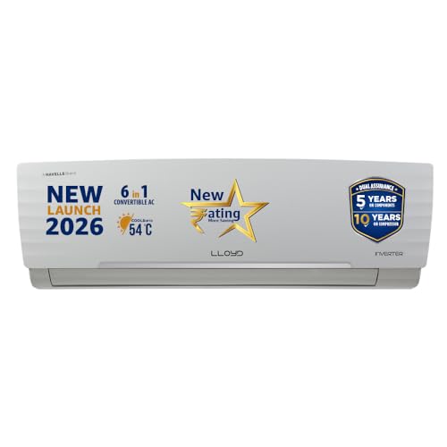 Lloyd 1.5 Ton 3 Star Inverter Split AC, 2026 New Star Rated (6 in 1 Convertible, Cools Up To 54°C, Turbo Cool, Installation Check, Clean Filter Indica