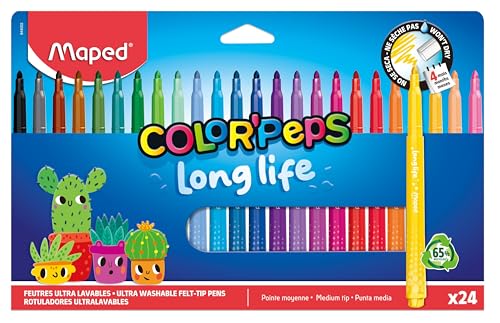 Maped - 24 Feutres Color Pep's Long Life - Lavable - Fourniture Scolaire