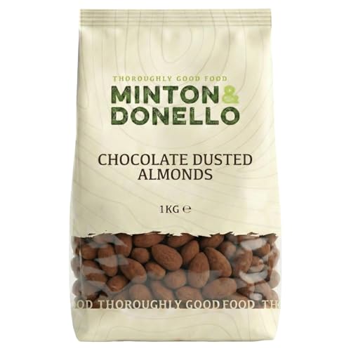 Minton & Donello Chocolate Dusted Almonds 1kg – Whole Almonds Coated in Smooth Milk Chocolate & Cocoa Powder, Gourmet Sweets & Nut Snacks, Great for Sharing & Desserts Bulk Pack
