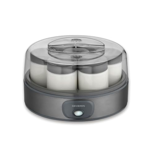 (-30%) Severin Joghurtbereiter, griechischer Art, inkl. 7 Joghurtgläser á 150ml für 1L selbstgemachten Joghurt, transparenter Deckel, Joghurt-Maschine für zuhause, Kippschalter, 18W, dark inox, JG 3510