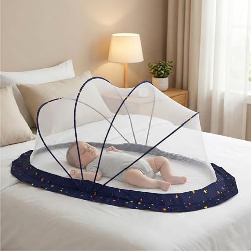 Lifelong Cuppy Baby Mosquito Net for Kids 0-2 Years | Foldable & Bottomless with Soft Breathable Mesh | Lightweight, Portable & Sturdy Umbrella Net fo