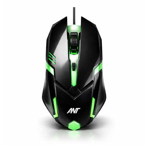 Ant Globe 12 Wired Optical Gaming Mouse - 2400 DPI High-Precision Sensor, Multicolour RGB Backlight, 4 Responsive Buttons, Ergonomic Lightweight Desig