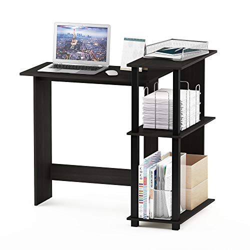 Furinno Abbott Desk, 38.1 Wide L-Shaped Gaming Desk with 3-Tier Bookshelf, Corner Computer Desk, Office Desk for Home Of