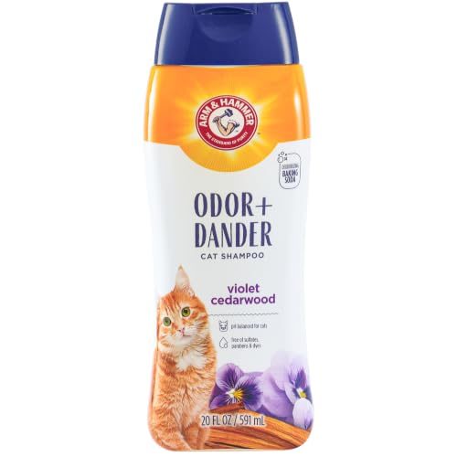 Cat Odor Control Shampoo Arm & Hammer Cat Odor Control Shampoo, Violet Cedarwood, 20 Fl Oz | Baking soda formula, reduces dander and odor, cleans coat, supports dry skin care, for daily grooming