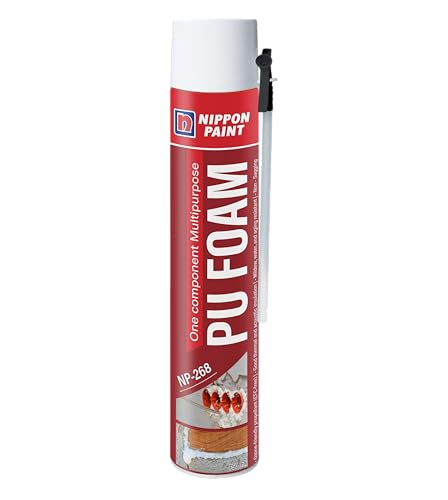 Nippon Paint 750ml Expandable PU Foam Sealant Spray for Walls Doors & Pipes-Waterproof Insulation Filler w/Minimal Shrinkage-Off-White Polyurethane Ga