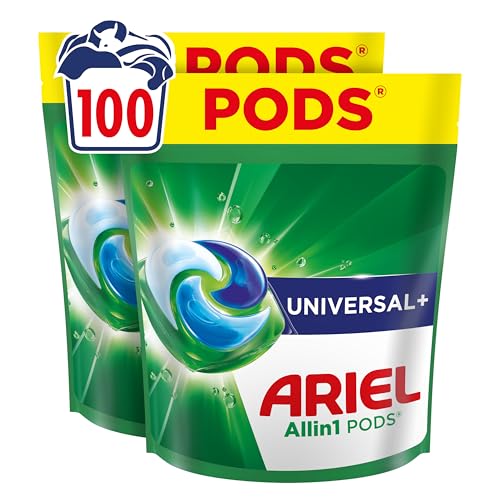 (-22%) Ariel Waschmittel Pods All-in-1, Flüssigwaschmittelkapseln 100 Wäschen, Universal+, Fleck-Weg-Power ab der 1. Wäsche, selbst in kaltem Wasser