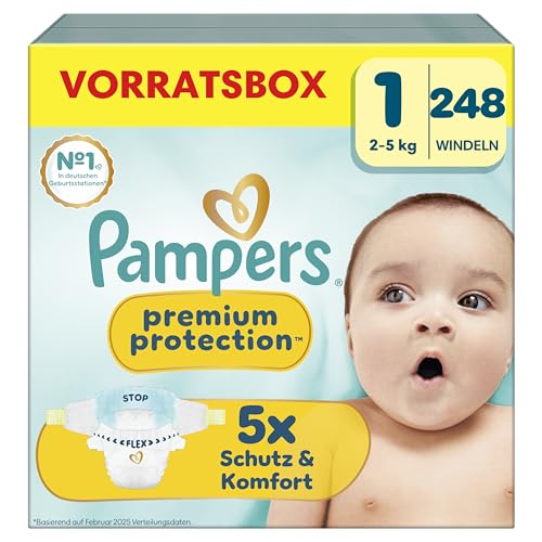 (-23%) Pampers Premium Protection Größe 1, 248 Windeln, 2kg-5kg
