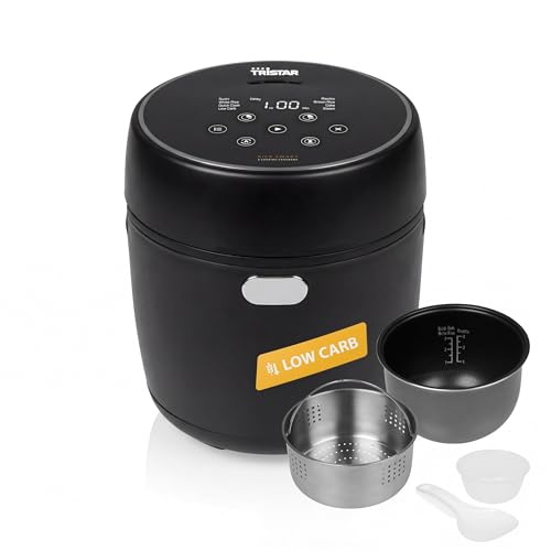 (-42%) Tristar Digitaler Reiskocher mit Low-Carb-Funktion, 8 Automatikprogramme, 0,6 L Reis Kapazität, Digitales Bedienfeld, Leicht zu Reinigen, RK-6238